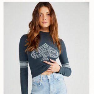 Free People Queen of Spades Mock Neck Top